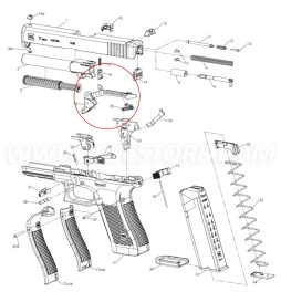 GLOCK 39702 Trigger with Trigger Bar Ambidextrous for G17 GEN5, G19 GEN5, G19X, G26 GEN5, G34 GEN5 MOS