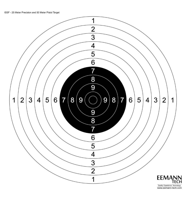 Eemann Tech ISSF 25M Precision & 50M Pistol Target